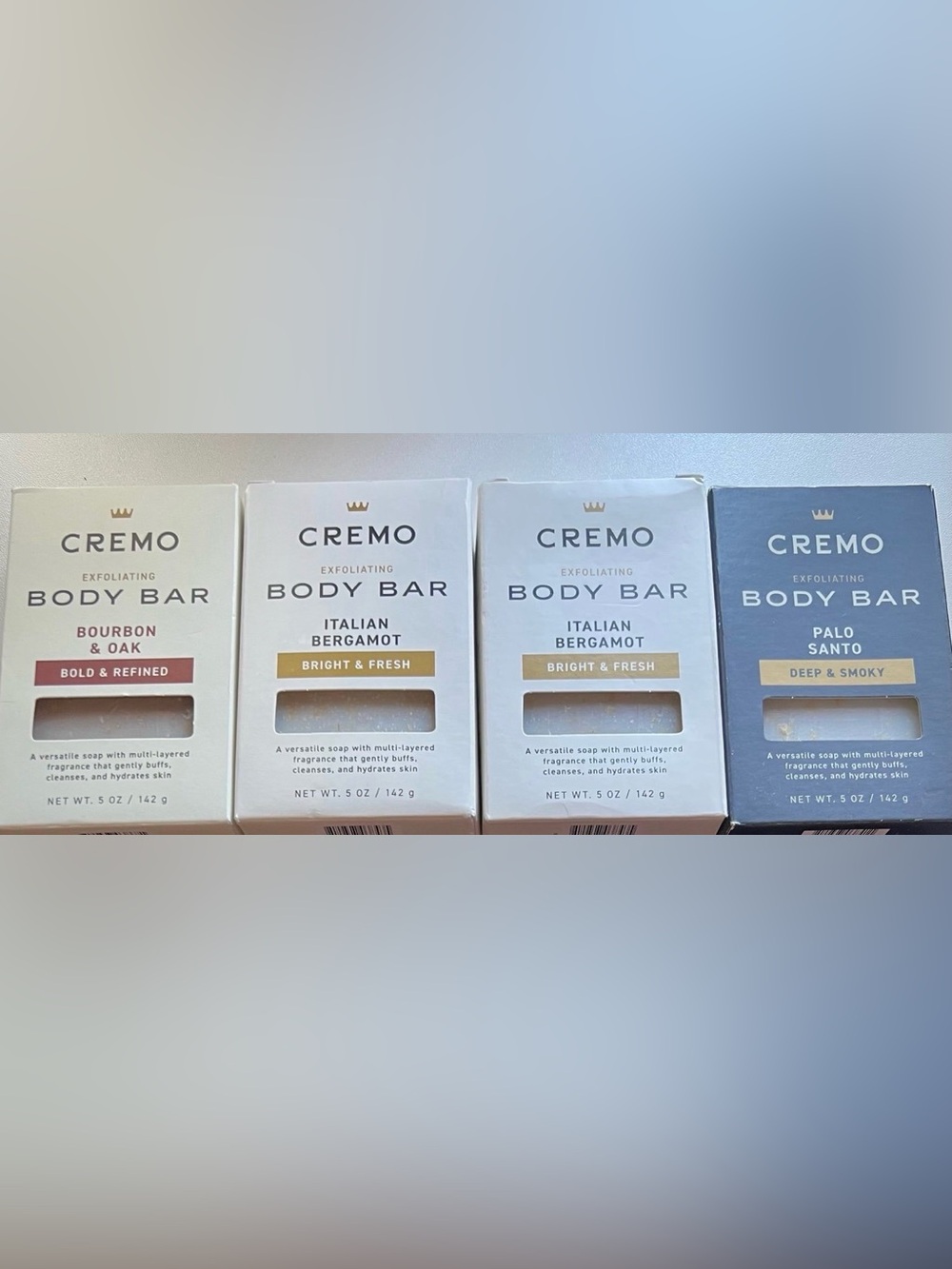 Cremo Men’s Exfolating Bar Soap Bundle of 4 Total Including Palo Santo All New!